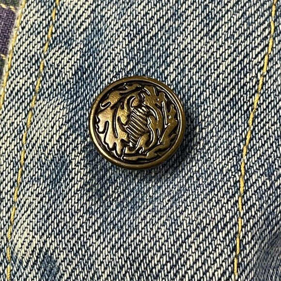 VTG Andy John Womens Denim Jacket Large Distressed Barn Chore Utility Work Coat - Picture 14 of 16